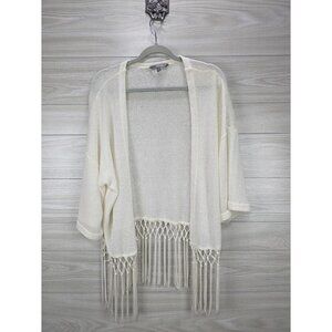 Rubbish Cream Fringe Cardigan
